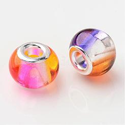 Mischfarbe lackiert Ton zwei Glas Rondell großes Loch europäischen Perlen&nbsp;X-GPDL-R003-M1