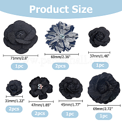10 pièce 7 styles de fleurs en denim pour vêtements&nbsp;DIY-HS0001-82C