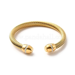 Brazalete abierto de cuerda torcida de acero inoxidable 304 con revestimiento iónico (IP)&nbsp;BJEW-P283-15G