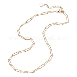 Collares de cadena con clip de papel texturizado de latón de 4 mm&nbsp;NJEW-JN05655