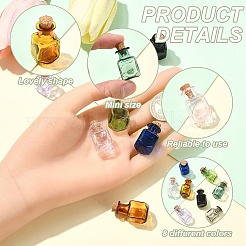8 Stück 8 Farben quadratische Glaskorkenflaschen-Ornament&nbsp;GLAA-YW0004-55