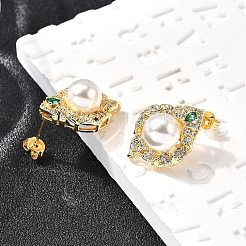 Boucles d'oreilles à tige en laiton avec micro pavé de zircons cubiques&nbsp;EJEW-C154-01G