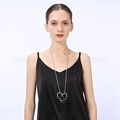 Collane con catena a serpente rotonda con ciondolo a forma di cuore in lega per donna&nbsp;FS-WG2D0F8-01