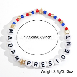 Braccialetti elastici in plastica con perline e lettere della signora presidente&nbsp;GS9049