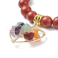 Bracelet extensible en jaspe rouge naturel&nbsp;BJEW-JB08747-05