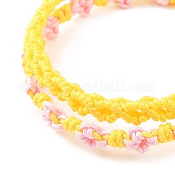 2 bracelet cordon tressé fleur de pêcher 2 couleurs&nbsp;BJEW-JB07610-01