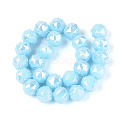 Hilos de cuentas redondas de vidrio opaco chapado en color AB&nbsp;EGLA-T029-8mm-12A-07