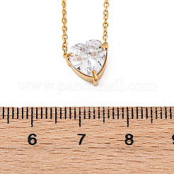 Halsketten mit Herzanhänger aus 304 Edelstahl mit Zirkonia&nbsp;LS-NJEW-Z057-04C-G