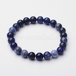 Bracelets extensibles en perles rondes en sodalite naturelle&nbsp;BJEW-F203-05