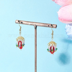 Boucles d'oreilles pendantes en forme de lanterne en verre&nbsp;EJEW-MZ00629