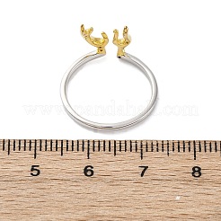 Bague manchette en argent sterling en forme de bois de cerf avec micro pavé de zircones cubiques pour femmes&nbsp;RJEW-U046-01P