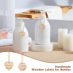 24 pièce 2 styles cœur/hexagone avec décorations de pendentif en bois pour plat à mots&nbsp;HJEW-GA00006