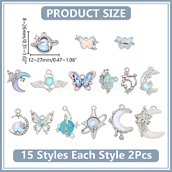 30 pz 15 pendenti in lega di resina&nbsp;FIND-AR0005-79
