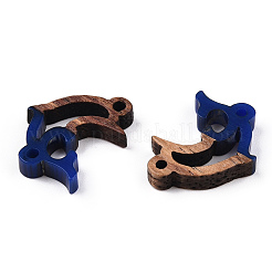 Encantos conectores de resina opaca y madera de nogal&nbsp;RESI-N039-46B