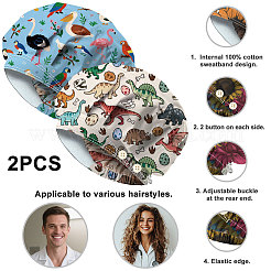 2 pz 2 stili cotone regolabile stampato cappelli bouffant berretti da lavoro per donne e uomini&nbsp;AJEW-DR0002-48