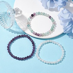 3 braccialetti elasticizzati con perline rotonde in pietra mista naturale stile 3 pezzi&nbsp;BJEW-JB10178-05
