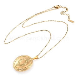 Colliers à chaîne avec pendentif médaillon ovale en acier inoxydable 304 pour femmes&nbsp;NJEW-M050-04D-G