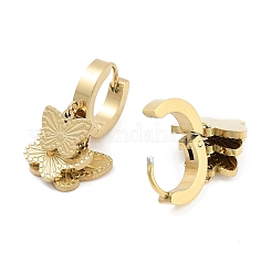Boucles d'oreilles pendantes en acier inoxydable 304 plaqué or 18 carat véritable&nbsp;EJEW-L283-054G-02