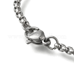 Colliers à chaîne en acier inoxydable 201 avec pendentif rond et plat de la Vierge Marie&nbsp;STAS-D196-02P