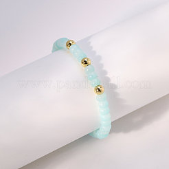 Bracelets extensibles en perles d'aigue-marine naturelles pour hommes et femmes&nbsp;BD7394