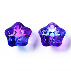 Perle di vetro verniciato a spruzzo trasparente bicolore&nbsp;GGLA-S054-011D-02