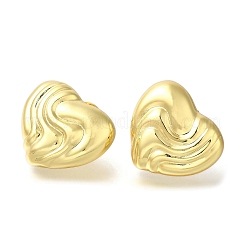 Pendientes de botón de latón con forma de corazón y baño de rejilla&nbsp;EJEW-L097-14G