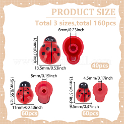 160 coccinelle de simulation en plastique de 3 styles&nbsp;AJEW-WR0002-74