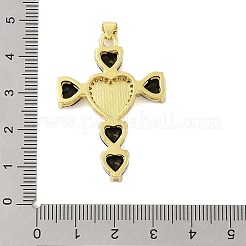 Ciondolo croce vergine maria a forma di cuore con micro pavé di zirconi cubici in ottone placcato a cremagliera&nbsp;KK-S380-44E-G