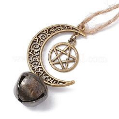 Pendentif lune en alliage avec décoration en forme d'étoile&nbsp;HJEW-JM02415-03
