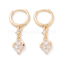 Orecchini a monachella in ottone con micro pavé di zirconi chiari&nbsp;EJEW-K300-14G