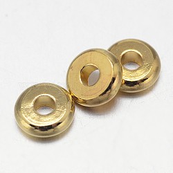 Плоские круглые латунные шариков прокладки, золотые, 7x2 мм, отверстие : 2 мм