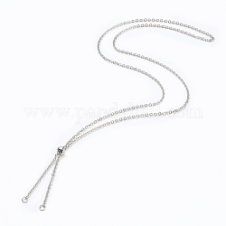 304 Edelstahl Slider Halskette Herstellung, Kabelketten Bolo Halskette machen, Edelstahl Farbe, 23-5/8 Zoll (60 cm)