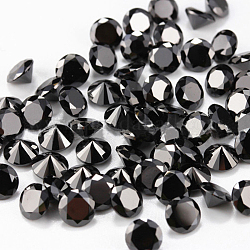 Diamante en forma de circonio cúbico espalda cabujones, facetados, negro, 8x4.6mm