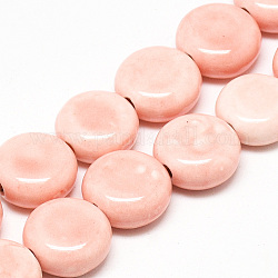 Manuell Porzellan Perlen, hell glasierten Porzellan, Flachrund, rosa, 10.5~11x6~6.5 mm, Bohrung: 1.5 mm