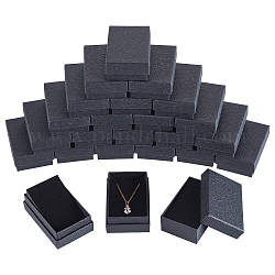 Nbeads texture papier collier coffrets cadeaux, avec tapis éponge à l'intérieur, rectangle, noir, 8.1x5.1x2.7 cm, diamètre intérieur: 4.6x7.3 cm, profondeur : 2.5cm