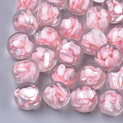 Transparentem Acryl Cabochons, mit Shell, Runde, rosa, 20x18 mm, Boden: 12mm