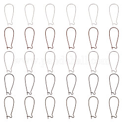 Brass Hoop Earrings Findings Kidney Ear Wires, Mixed Color, 20~21 Gauge, 33x14x0.7~0.8mm