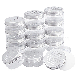 PH PandaHall 15pcs 3 Styles Plastic Tins 2.7 Ounce Empty Storage Containers with Aluminium Hollow Lids 80ml Screw Lid Round Jars Sample for Aromatherapy Air Freshener Candles Travel Storage