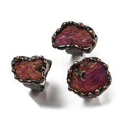 Anillos abiertos de rubí natural ovalados irregulares, anillo de dedo de estaño de cobre rojo, sin plomo y cadmio, diámetro interior: 18 mm
