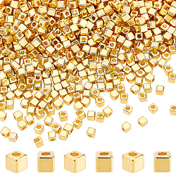 DICOSMETIC 1500Pcs CCB Plastic Spacer Beads 3mm Cube Small Square Beads Golden Large Hole Loose Bead Jewellery Beads Set for DIY Necklace Bracelet Jewelry Making, Hole: 1.2mm