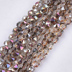 Chapelets de perles en verre électroplaqué, demi-plaqué, facette, diamant, colorées, 4~4.5x4x3~3.5mm, Trou: 0.8mm, Environ 100 pcs/chapelet, 11.8 pouce