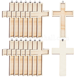 Doppelschichtige Kreuzwand-Anhängerdekorationen aus Holz, Ornamente zum Thema Religion, Mokassin, 242 mm, Bohrung: 8 mm