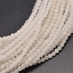 Natürliche weiße Jade runde Perle Stränge, 10 mm, Bohrung: 1 mm, ca. 40 Stk. / Strang, 16 Zoll