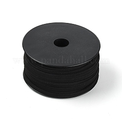 Плоский шнур искусственной замши, искусственная замшевая кружева, плоский, чёрные, 2x1.5 мм, 50 ярдов / ролл