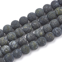Perles en pierre de serpentine naturelle / dentelle verte, mat, ronde, 6mm, Trou: 1mm, Environ 63 pcs/chapelet, 15.5 pouce