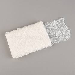 Polyamidgarne dehnbarer elastischer Spitzenbesatz, Blumenmuster Spitzenband, weiß, 3-3/8 Zoll (85 mm), 5 Yard / Tasche