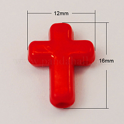 Abalorios acrílicos opacos, cruz, rojo, 16x12x4.5mm, aproximamente 1230 unidades / 500 g
