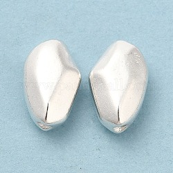 Cremagliera perle di ottone di placcatura,  cadmio& piombo libero, pepite, placcati argento 925 euro, 10.5x7x4.5mm, Foro: 1.2 mm