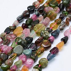 Natural Tourmaline Beads Strands, Tumbled Stone, Nuggets, 5~11x5~7mm, Hole: 1mm, 15.3 inch~15.7 inch(39~40cm)
