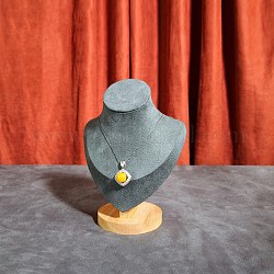 Présentoirs à colliers buste en velours avec base en bois, porte-bijoux pour ranger collier, grises , 14.5x9x24.5 cm
